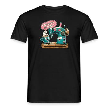 Sewing Machine Caffeine Coffee Sewing - Men's T-Shirt - black - Front - AI Model Male 178 light (178cm)