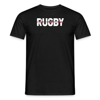 Rugby ECG Heartbeat - Men's T-Shirt - black - Front - AI Model Male 178 light (178cm)