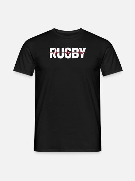 Rugby ECG Heartbeat - Men's T-Shirt - black
