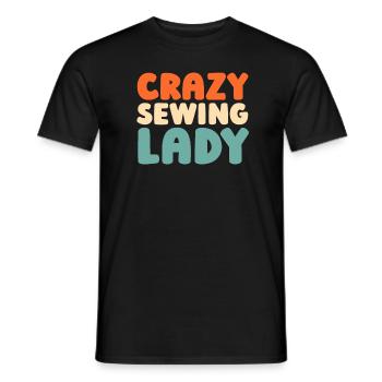 Machine à coudre folle dame à coudre - T-shirt homme - noir - Devant - AI Model Male 178 light (178cm)