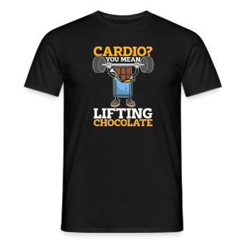 Chocolate Chocolate Funny Cardio Quote - Men's T-Shirt - black - Front - AI Model Male 178 light (178cm)