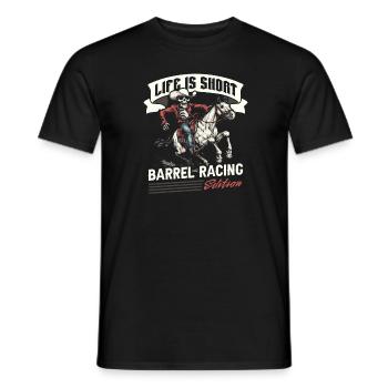 Fassrennen Westernreiten Barrel Racing - Männer T-Shirt - Schwarz - Vorne - AI Model Male 178 light (178cm)