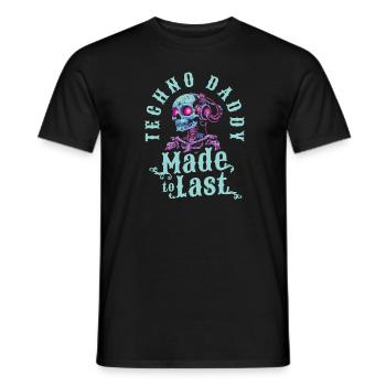 Techno Raver Skelett Fathers Day Dad - Männer T-Shirt - Schwarz - Vorne - AI Model Male 178 light (178cm)