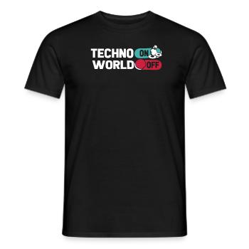 Techno Raver Techno sur World Off - T-shirt homme - noir - Devant - AI Model Male 178 light (178cm)