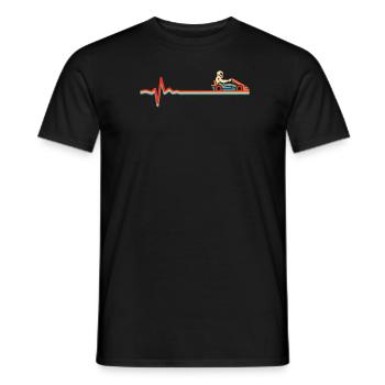 Go Kart Karting Kart Driver Ekg Heartbeat - Men's T-Shirt - black - Front - AI Model Male 178 light (178cm)