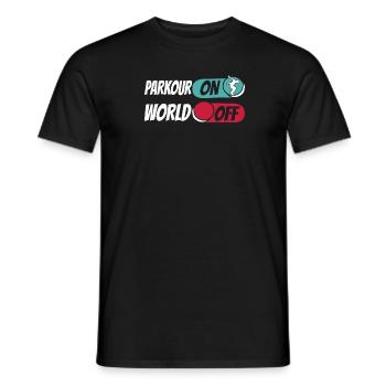 Parkour Parkour On World Off - Men's T-Shirt - black - Front - AI Model Male 178 light (178cm)