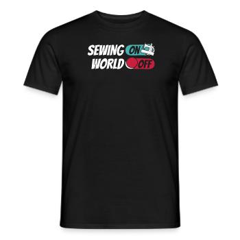 Sewing Machine Sewing On World Off - Men's T-Shirt - black - Front - AI Model Male 178 light (178cm)