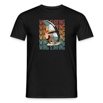 Wing Surf Wing Foil - Men's T-Shirt - black - Front - AI Model Male 178 light (178cm)
