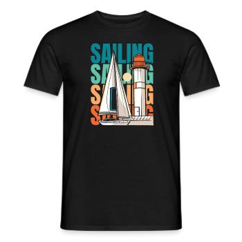 Sailing Sailor Sailboat - Men's T-Shirt - black - Front - AI Model Male 178 light (178cm)