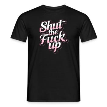 Black Humor Funny Lips Stfu - Men's T-Shirt - black - Front - AI Model Male 178 light (178cm)