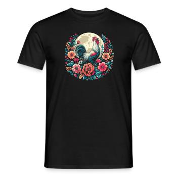 poule poule fleurs sauvages lune florale - T-shirt homme - noir - Devant - AI Model Male 178 light (178cm)