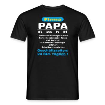 BD - Firma Papa GmbH - Kostenfrei Lebenslang - - Männer T-Shirt - Schwarz - Vorne - AI Model Male 178 light (178cm)