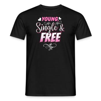 Lustiges junges einzelnes und freies nettes T-Shirt für Singles - Männer T-Shirt - Schwarz - Vorne - AI Model Male 178 light (178cm)