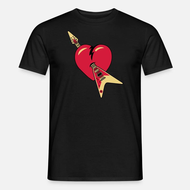 Musikherz - Männer T-Shirt - Schwarz