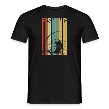 Fishing retro fish gift lake sea river carp - Men's T-Shirt - black - Front - AI Model Male 178 light (178cm)