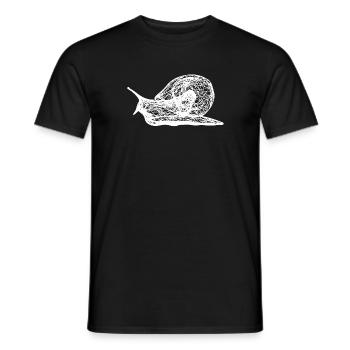 Eine weiße Schnecke kriecht durch die Natur - Männer T-Shirt - Schwarz - Vorne - AI Model Male 178 light (178cm)