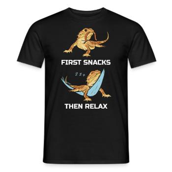 Premières collations puis détendez-vous Dragon barbu - T-shirt homme - noir - Devant - AI Model Male 178 light (178cm)