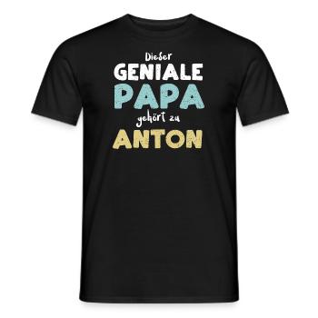 Dieser Geniale Papa Gehört Zu Anton - Männer T-Shirt - Schwarz - Vorne - AI Model Male 178 light (178cm)