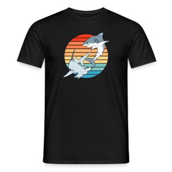 Hammerhead shark and great white shark - Men's T-Shirt - black - Front - AI Model Male 178 light (178cm)