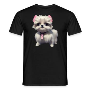Malteser Hund - Malteser - Men's T-Shirt - black - Front - AI Model Male 178 light (178cm)