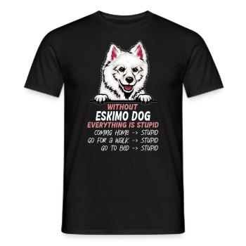 Ohne Eskimo Hund ist alles doof - Männer T-Shirt - Schwarz - Vorne - AI Model Male 178 light (178cm)