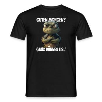 Guten Morgen? Ganz dünnes Eis! Lustige Schildkröte - Männer T-Shirt - Schwarz - Vorne - AI Model Male 178 light (178cm)
