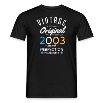 Vintage Original 2003 - T-shirt homme - noir - Devant - AI Model Male 178 light (178cm)