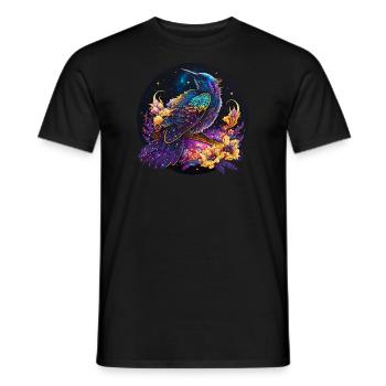 Oiseau de nuit, merle, rossignol, fleurs, en détresse - T-shirt homme - noir - Devant - AI Model Male 178 light (178cm)