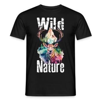 Cerf Nature sauvage Bois Forêt animale Montagnes sauvages - T-shirt homme - noir - Devant - AI Model Male 178 light (178cm)