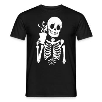 Sarcastic Funny Skeleton Drinking Espresso Coffee - Men's T-Shirt - black - Front - AI Model Male 178 light (178cm)