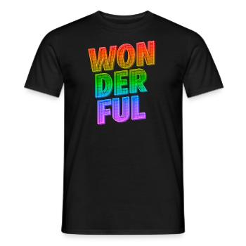 Wonderful | Strahle mit positiver LGBTQ Energie - Männer T-Shirt - Schwarz - Vorne - AI Model Male 178 light (178cm)