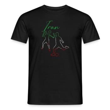 iran, fußball,fußballspieler,flagge,outline - Männer T-Shirt - Schwarz - Vorne - AI Model Male 178 light (178cm)