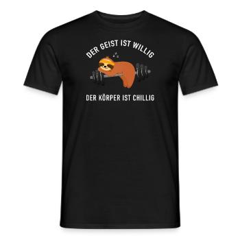 Geist Willig Körper Chillig - Faultier Gym - Männer T-Shirt - Schwarz - Vorne - AI Model Male 178 light (178cm)