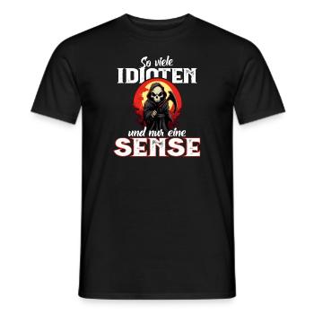 Lustig - So viele Idioten und nur eine Sense - Männer T-Shirt - Schwarz - Vorne - AI Model Male 178 light (178cm)