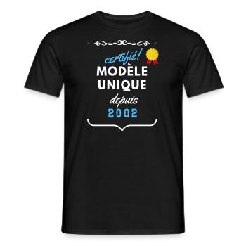 certifié modèle unique depuis 2002 - T-shirt homme - noir - Devant - AI Model Male 178 light (178cm)