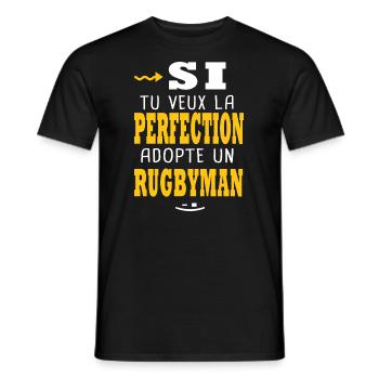 Rugby joueur de rugby équipe homme club rugby - T-shirt homme - noir - Devant - AI Model Male 178 light (178cm)