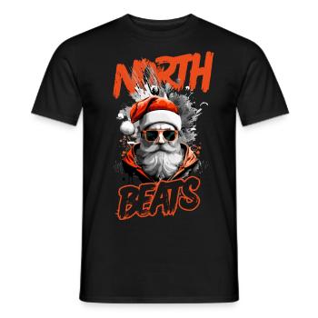 North Beats Santa Claus Design - Men's T-Shirt - black - Front - AI Model Male 178 light (178cm)