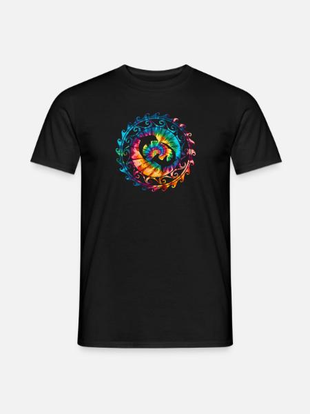 Requin-marteau et dauphin Tie Dye - T-shirt homme - noir
