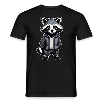 Cool Raccoon - Men's T-Shirt - black - Front - AI Model Male 178 light (178cm)