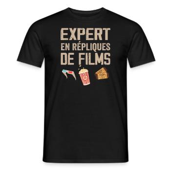 Expert en répliques de films cadeau humour cinéma - T-shirt homme - noir - Devant - AI Model Male 178 light (178cm)