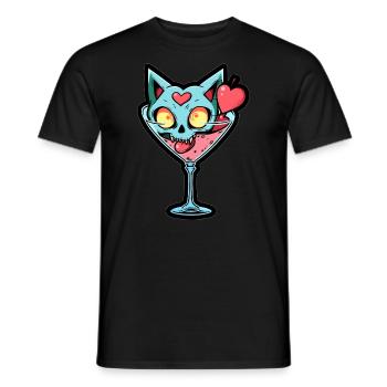Romantic Cat Lover Valentine's Day Cat Love - Men's T-Shirt - black - Front - AI Model Male 178 light (178cm)