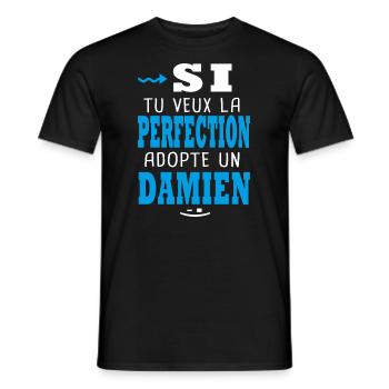 Damien Si tu veux la perfection adopte un damien - T-shirt homme - noir - Devant - AI Model Male 178 light (178cm)