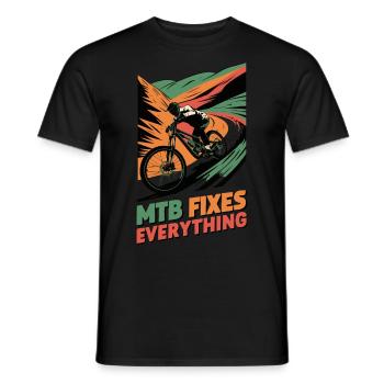 MTB Fixes Everything for Mountain Bike Fans - Men's T-Shirt - black - Front - AI Model Male 178 light (178cm)