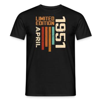Geboren im April 1951 Geburtstagsgeschenk 1951 Retro - Männer T-Shirt - Schwarz - Vorne - AI Model Male 178 light (178cm)