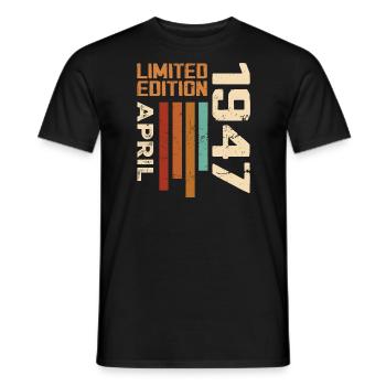 Geboren im April 1947 Geburtstagsgeschenk 1947 Retro - Männer T-Shirt - Schwarz - Vorne - AI Model Male 178 light (178cm)
