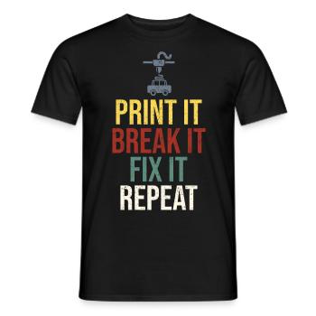 3D Printer 3D Printing - Men's T-Shirt - black - Front - AI Model Male 178 light (178cm)