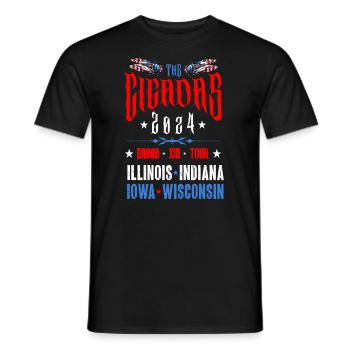 Cicada pun Shirt - Brood XIII 2024 - Men's T-Shirt - black - Front - AI Model Male 178 light (178cm)
