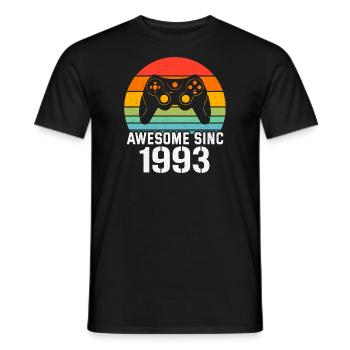 1993 Birthday Gift For All Gamers 1993 - Men's T-Shirt - black - Front - AI Model Male 178 light (178cm)