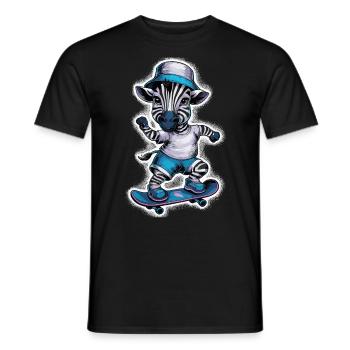 Zebra auf Skateboard Skater Skateboarding für - Männer T-Shirt - Schwarz - Vorne - AI Model Male 178 light (178cm)