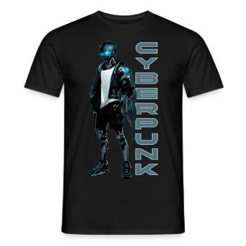 Cyberpunk Teen Neon in Japanese anime style - Men's T-Shirt - black - Front - AI Model Male 178 light (178cm)